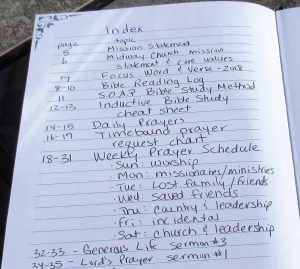 Prayer journal index