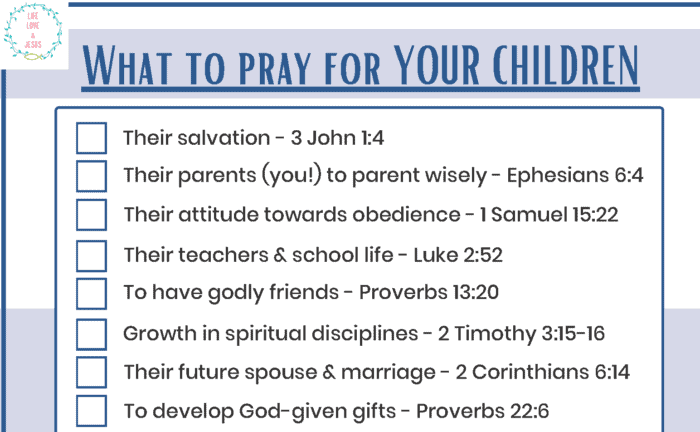 prayer list for children